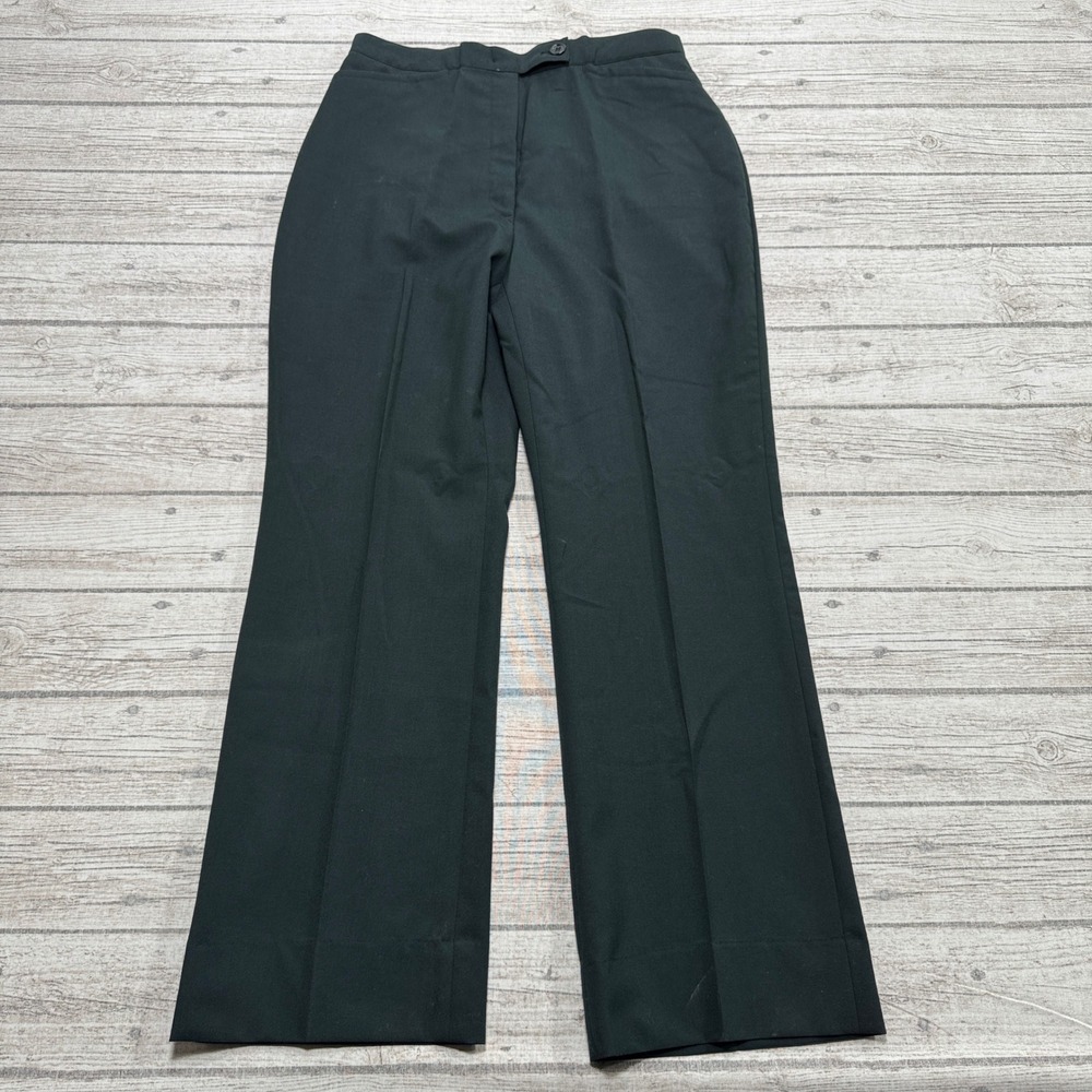 Vintage Grand National Pants Women's 18 Green Wool Straight Leg Slacks Fatigues